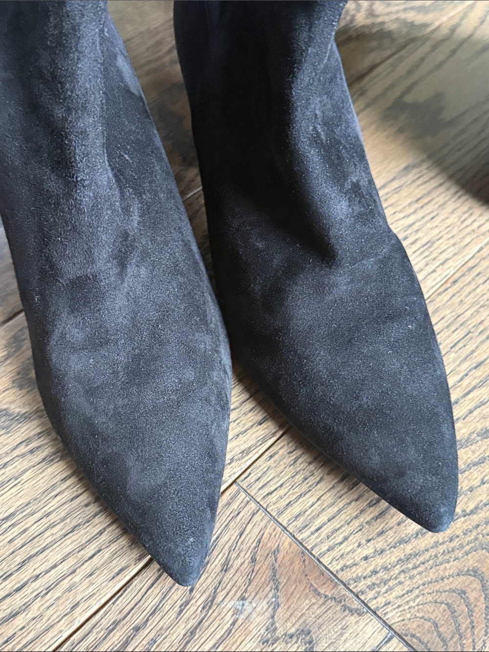 Stuart Weitzman Black Suede Over-the-Knee Block Heel Boots - Picture 7 of 10